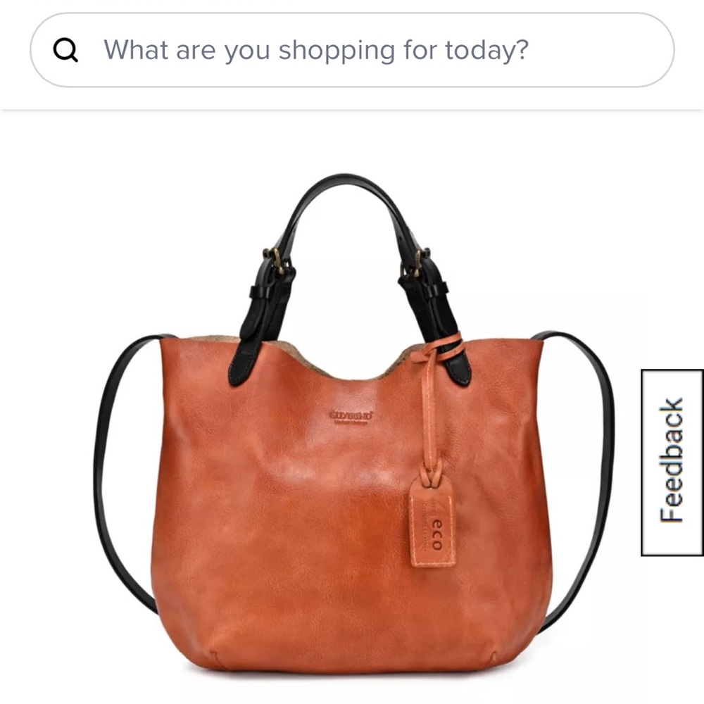 Old Trend Cognac Leather Handbag with Black Accents
